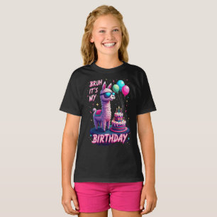 Bruh It’s My Birthday Llama Piñata Funny Retro  T-Shirt