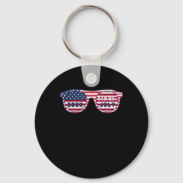 Bruh It's 4th Of July Funny Cool 4th Of July Us Fl Key Ring (Front)