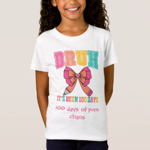 Bruh Its Been 100 Days Pencil Bow Coquette Teacher T-Shirt