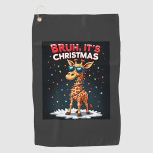 Bruh It's Christmas Giraffe Funny Dabbing Long Sle Golf Towel