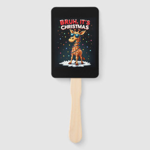 Bruh It's Christmas Giraffe Funny Dabbing Long Sle Hand Fan