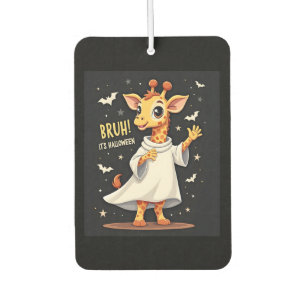 Bruh Its Halloween Funny Dabbing Ghost Giraffe Lon Car Air Freshener
