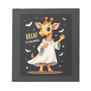 Bruh Its Halloween Funny Dabbing Ghost Giraffe Lon Notepad