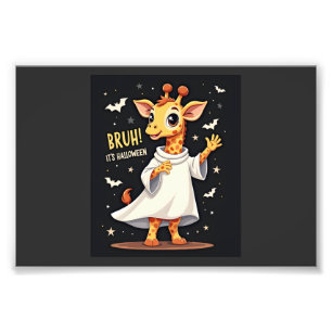 Bruh Its Halloween Funny Dabbing Ghost Giraffe Lon Photo Print