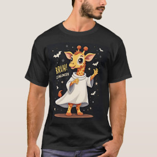 Bruh Its Halloween Funny Dabbing Ghost Giraffe Lon T-Shirt