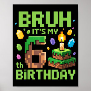Bruh It's My 6th Birthday Funny Birthday Boy Game  Poster