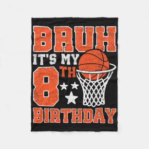 Bruh It's My 8th Birthday Sketll 8 Year Old Player Fleece Blanket