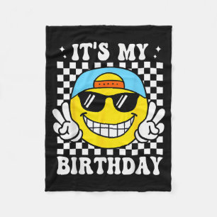 Bruh It's My Birthday Peace Sign Smile Birthday Fo Fleece Blanket