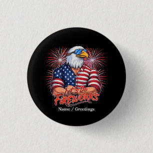 Bruh Lets Do Fireworks July Fourth Funny Patriotic 3 Cm Round Badge