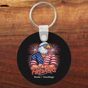 Bruh Lets Do Fireworks July Fourth Funny Patriotic Key Ring