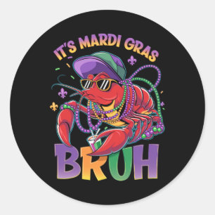 Bruh Mardi Gras Crawfish Boys Kids Mardi Gras Classic Round Sticker