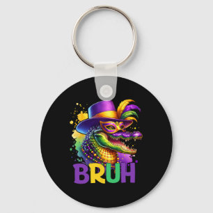 Bruh Mardi Gras Teens Boys Kids Alligator Mardi Gr Key Ring