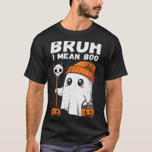 Bruh Mean Boo Cute Boo Pumpkin Funny Halloween Men T-Shirt