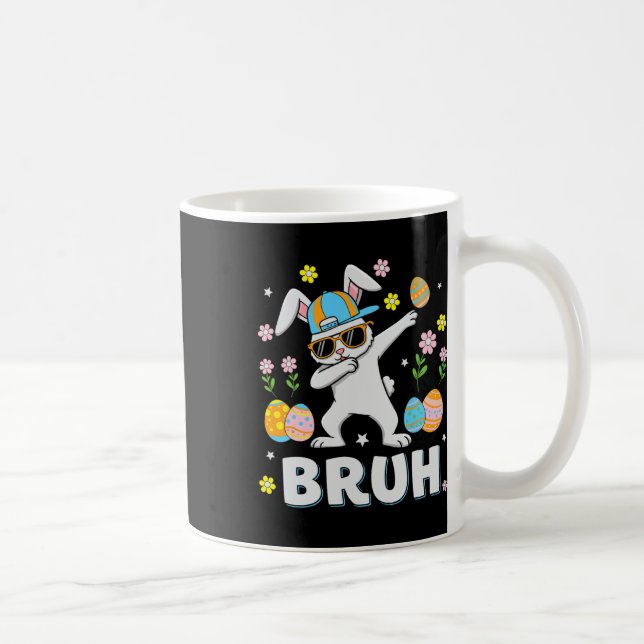 Bruh Meme Easter Day Funny Dabbing Bunny Eggs Boys Coffee Mug (Right)