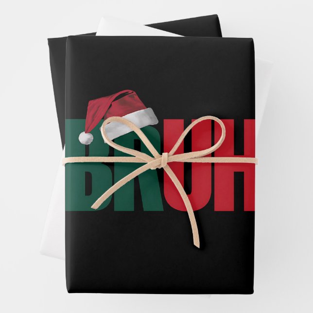 Bruh Meme Funny Saying Bro Greeting Christmas Wrapping Paper Sheet (In situ)
