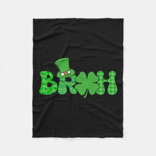 Bruh Meme Funny St Patricks Day Shamrock Irish  Fleece Blanket