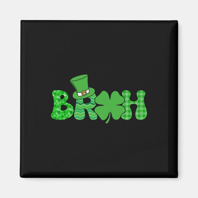 Bruh Meme Funny St Patricks Day Shamrock Irish  Magnet (Front)