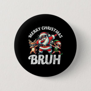 Bruh Meme Santa Dabbing Through The Snow Christmas 6 Cm Round Badge