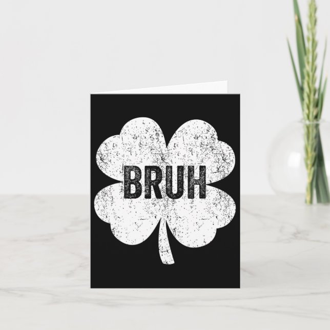 Bruh Meme Shamrock Funny St Patricks Day Teens Boy Card (Front)