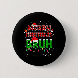Bruh Merry Christmas Red Plaid Xmas Pajama  6 Cm Round Badge