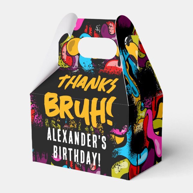 Bruh Neon Graffiti Hip Hop Street Art Birthday Favour Box (Front Side)