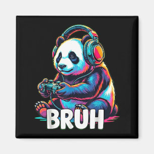 Bruh Panda Gamer With Headphones Controller Magnet