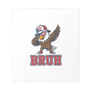 Bruh Patriotic Eagle Vintage Engraving T-Shirt Des Notepad
