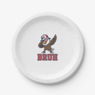 Bruh Patriotic Eagle Vintage Engraving T-Shirt Des Paper Plate