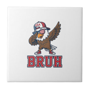 Bruh Patriotic Eagle Vintage Engraving T-Shirt Des Tile