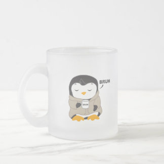 Bruh Penguin - Tipsy Frosted Glass Coffee Mug