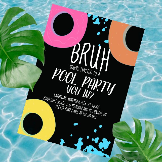 Bruh Pool Party Birthday  Invitation (Creator Uploaded)