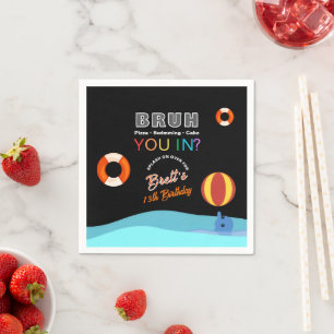 Bruh Pool Party Birthday Napkin