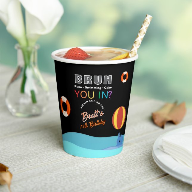 Bruh Pool Party Birthday  Paper Cups (Insitu)