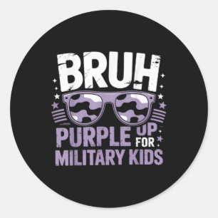 Bruh Purple Up For Military Kids Military Child Mo Classic Round Sticker
