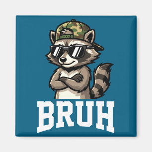 Bruh Raccoon Camo Hat Funny Youth Teens Kids Slang Magnet