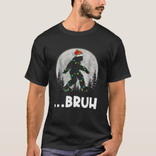 Bruh Santa Bigfoot Christmas Lights Funny Sasquatc T-Shirt