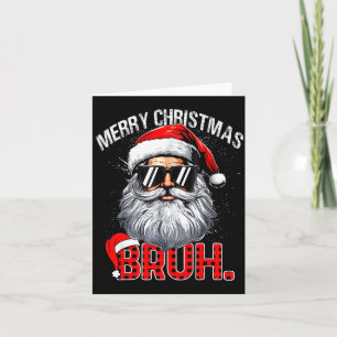 Bruh Santa Hat Funny Christmas Red Plaid Men Boys  Card