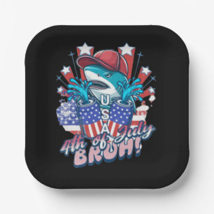 Bruh Shark 4th Of July Paper Plate