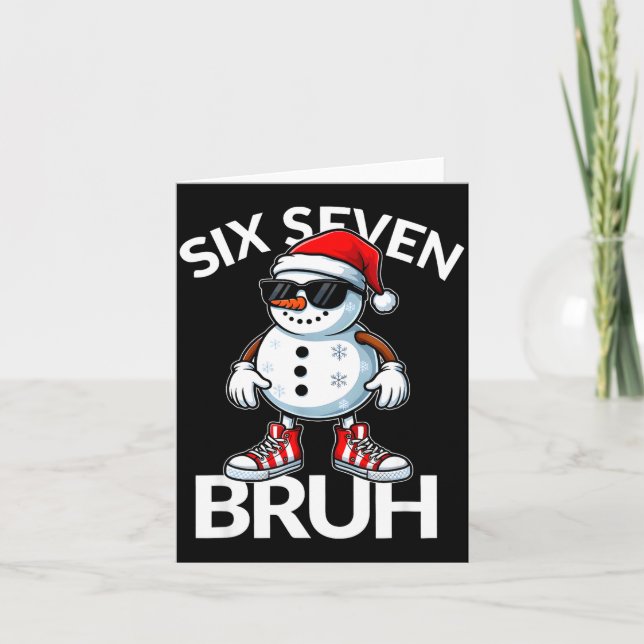 Bruh Six Seven 6 7 Meme Christmas Funny Xmas Mens  Card (Front)
