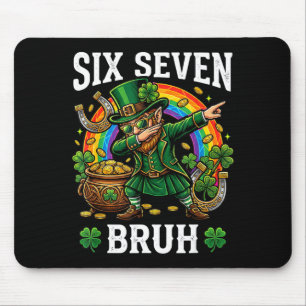 Bruh six seven dabbing leprechaun st patricks day mouse pad
