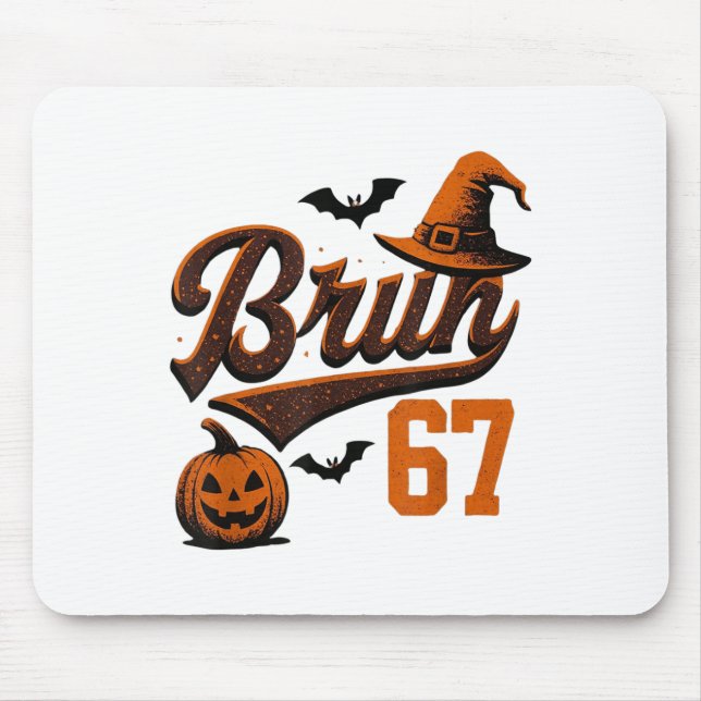 Bruh Six Seven Halloween 6-7 Funny Ghost Slang Fal Mouse Pad (Front)