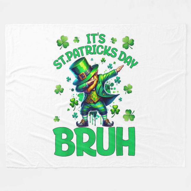 Bruh St Patricks Day Fleece Blanket (Front (Horizontal))