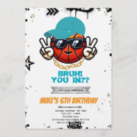 Bruh Teen basketball Party Invitation