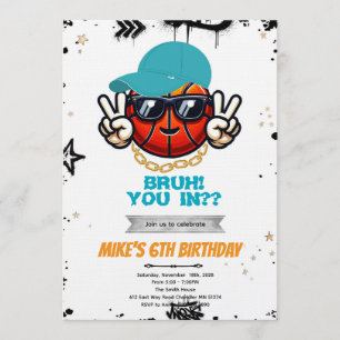 Bruh Teen basketball Party Invitation