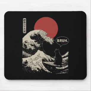 Bruh.' The Great Wave Kanagawa Funny Japanese Surf Mouse Pad
