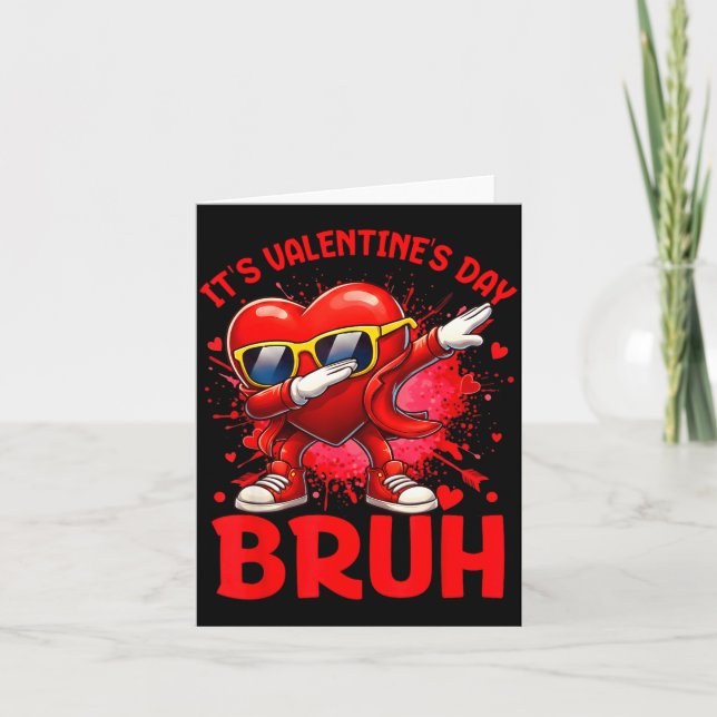 Bruh Valentines Day Boys Kids Funny Heart Valentin Card (Front)