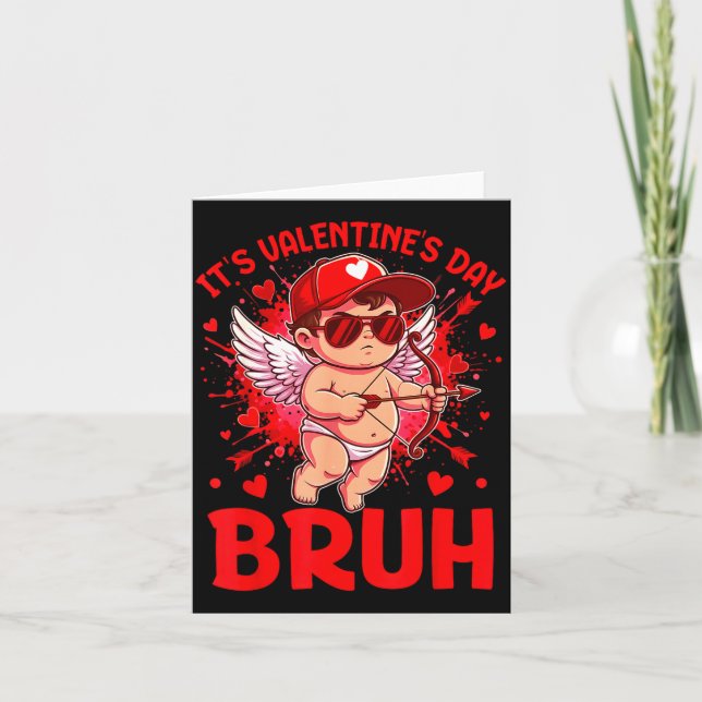 Bruh Valentines Day Boys Kids Funny Heart Valentin Card (Front)