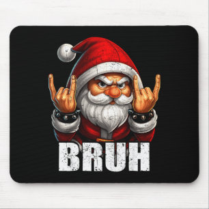 Bruh Vintage Rock On Santa Christmas Pjs Men Boy K Mouse Pad