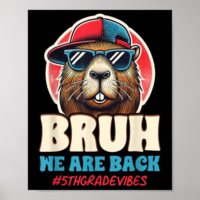 Bruh We Are Back Funny 5th Grade Capybara Back To  Poster (Front)