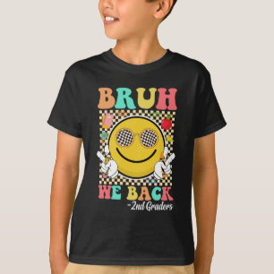 Bruh We Back 2nd Graders Cute Groovy Smile Face T-Shirt